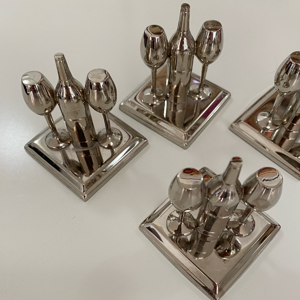Vintage Wine and Wine Bottle Tableware Placecard Holders x4